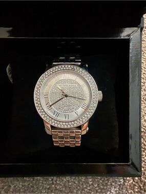 Saks Fifth Avenue Silver Crystal-Accented Bracelet Watch